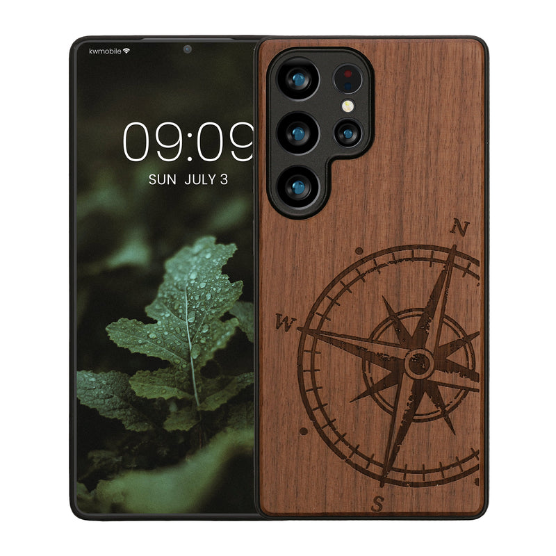 kwmobile Hülle kompatibel mit Samsung Galaxy S25 Ultra Hülle - Case - Handy Cover - TPU Handyhülle Kompass Vintage