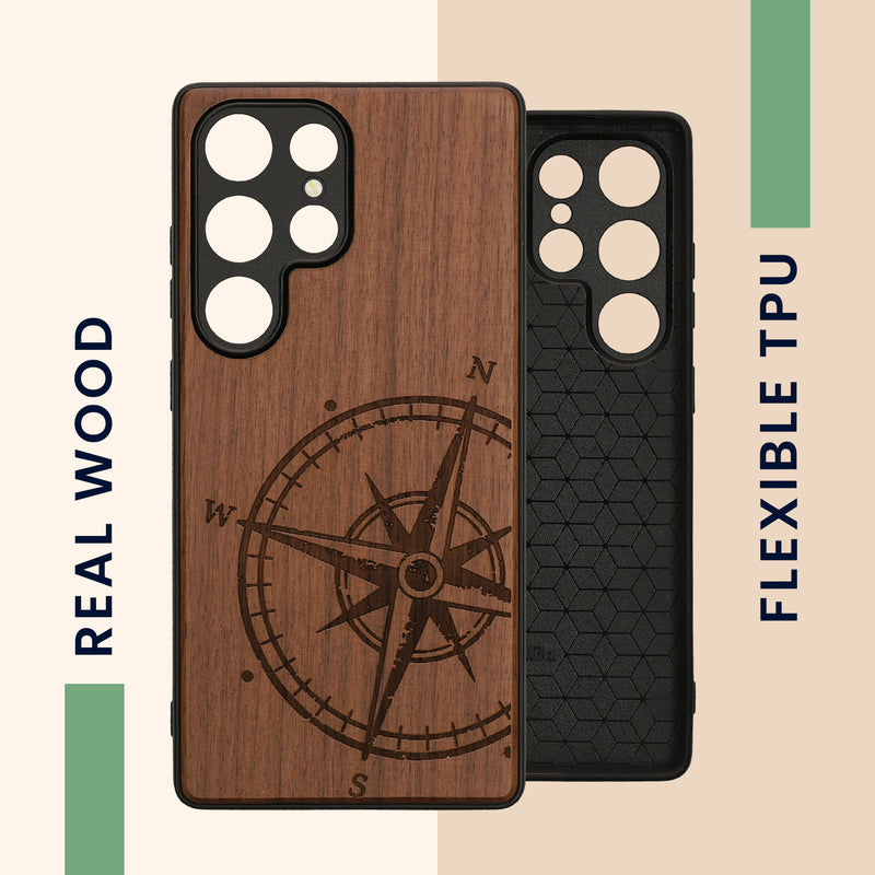 kwmobile Hülle kompatibel mit Samsung Galaxy S25 Ultra Hülle - Case - Handy Cover - TPU Handyhülle Kompass Vintage