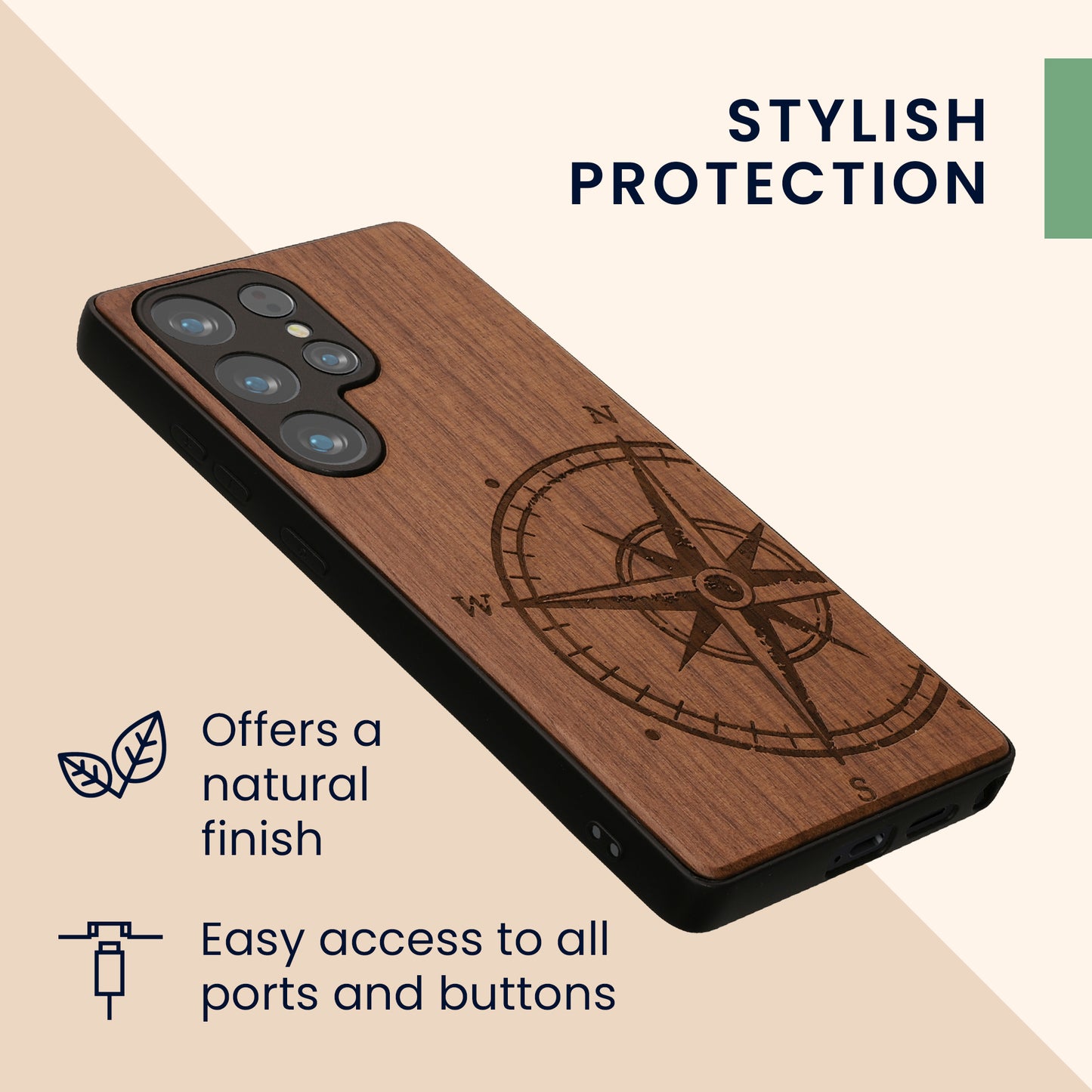 kwmobile Hülle kompatibel mit Samsung Galaxy S25 Ultra Hülle - Case - Handy Cover - TPU Handyhülle Kompass Vintage