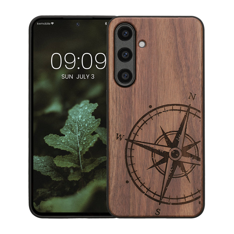 kwmobile Hülle kompatibel mit Samsung Galaxy S24 FE Hülle - Handy Cover - TPU Handyhülle Kompass Vintage