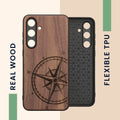 kwmobile Hülle kompatibel mit Samsung Galaxy S24 FE Hülle - Handy Cover - TPU Handyhülle Kompass Vintage