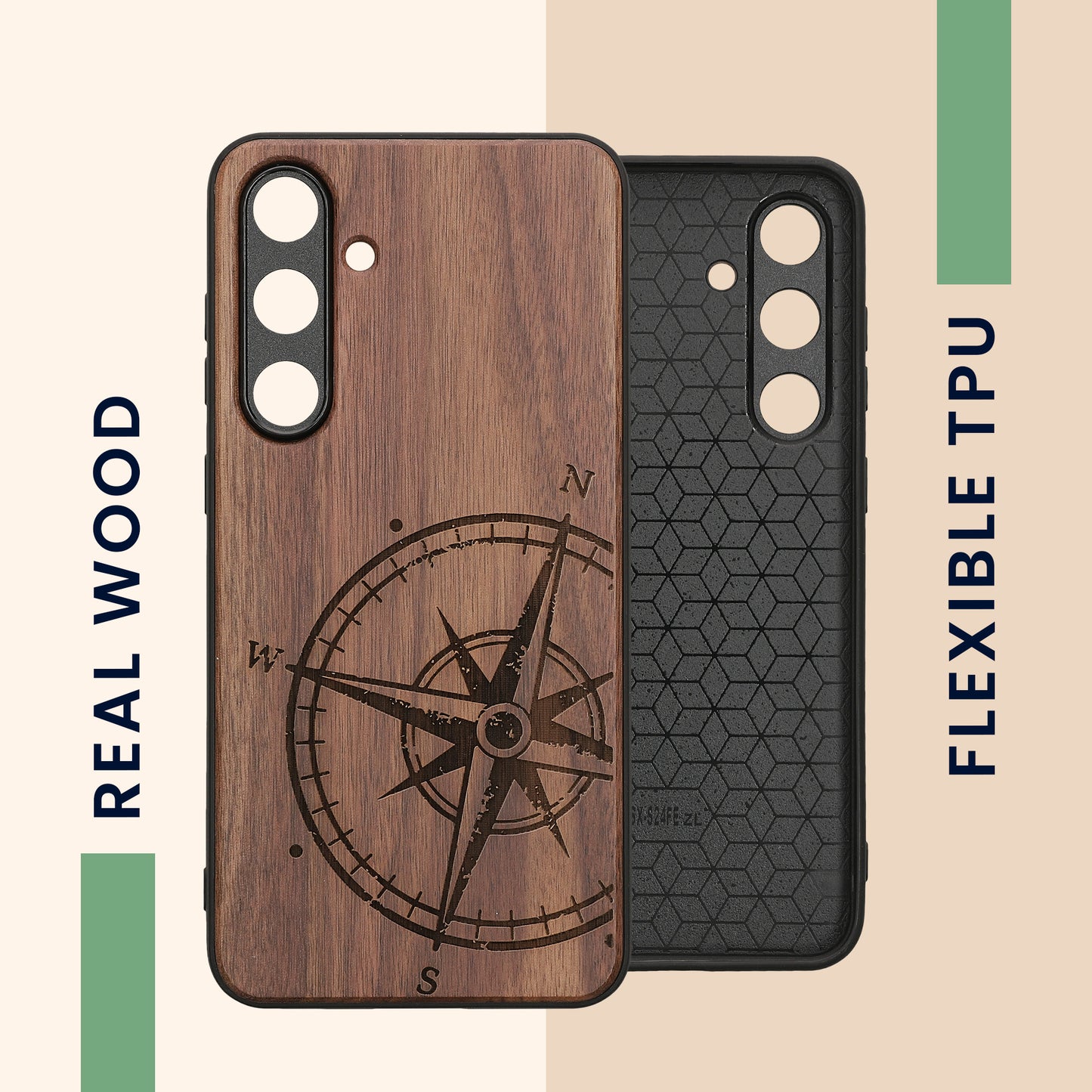 kwmobile Hülle kompatibel mit Samsung Galaxy S24 FE Hülle - Handy Cover - TPU Handyhülle Kompass Vintage