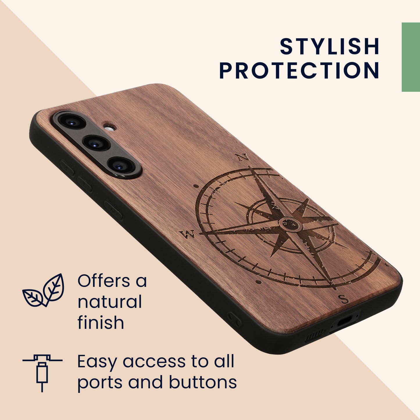 kwmobile Hülle kompatibel mit Samsung Galaxy S24 FE Hülle - Handy Cover - TPU Handyhülle Kompass Vintage
