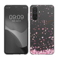 kwmobile Case kompatibel mit Samsung Galaxy A26 5G - Hülle Silikon transparent Kirschblütenblätter Rosa Dunkelbraun Transparent Rosa  [dsg02]