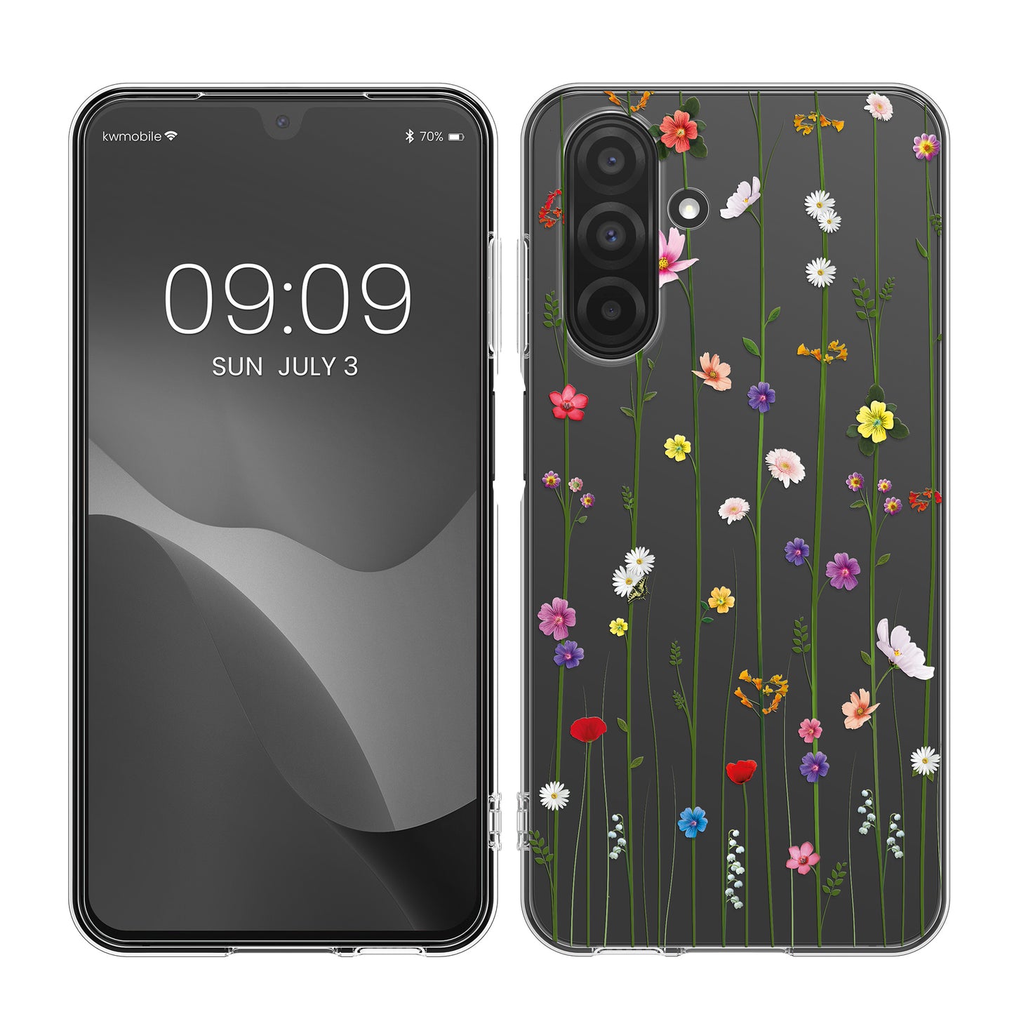 kwmobile Case kompatibel mit Samsung Galaxy A26 5G - Hülle Silikon transparent Wildblumen Ranke Mehrfarbig Transparent Mehrfarbig  [dsg03]