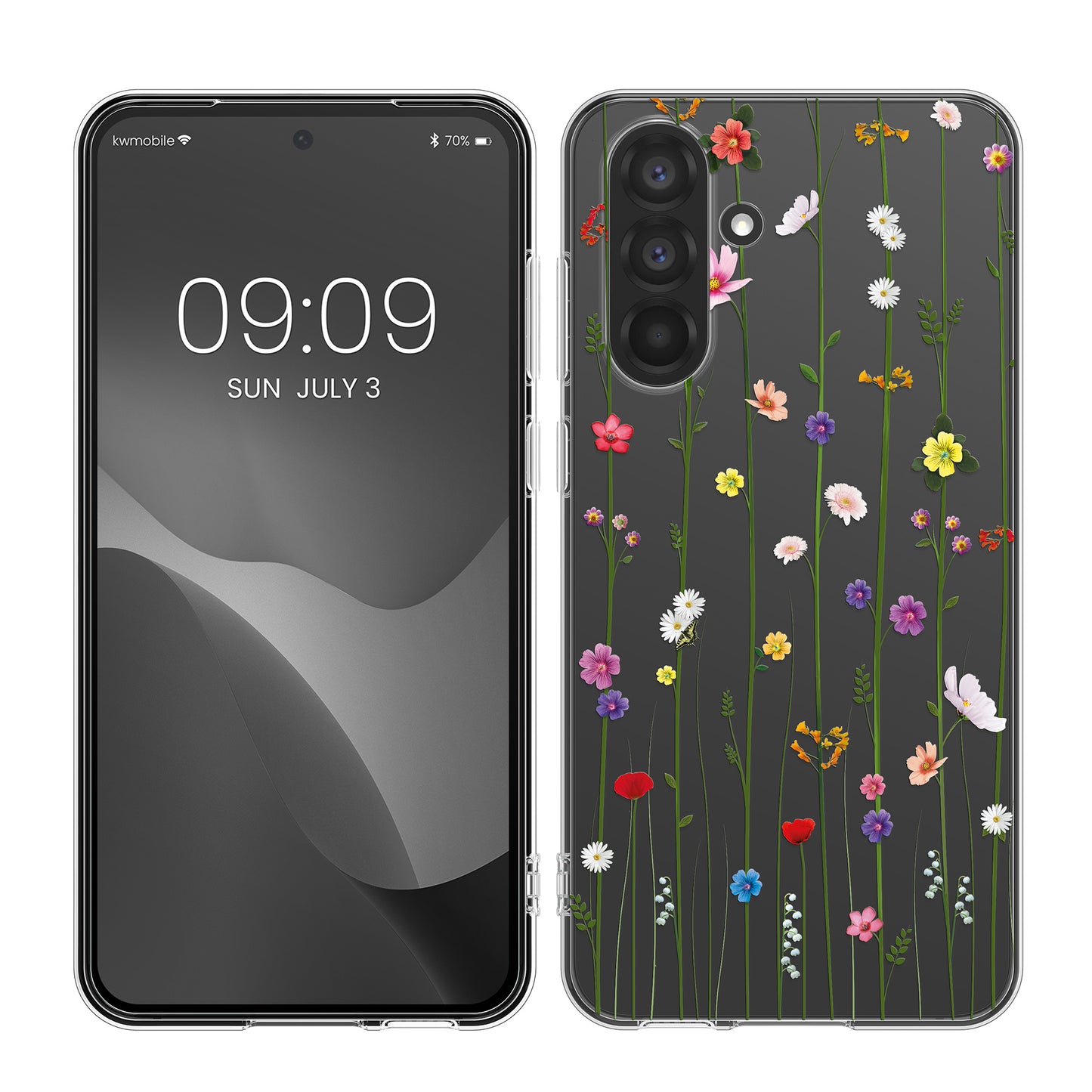 kwmobile Case kompatibel mit Samsung Galaxy A56 5G - Hülle Silikon transparent Wildblumen Ranke Mehrfarbig Transparent Mehrfarbig  [dsg03]