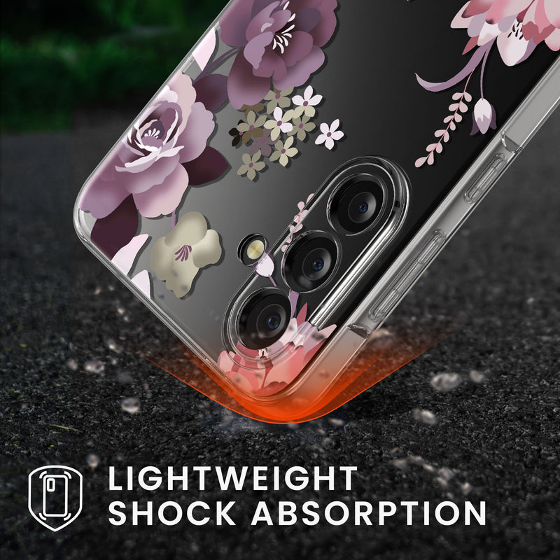 kwmobile Hülle kompatibel mit Samsung Galaxy A36 5G Handyhülle Mit Glas Schutzfolie Blumenblüten und Rosen Transparent