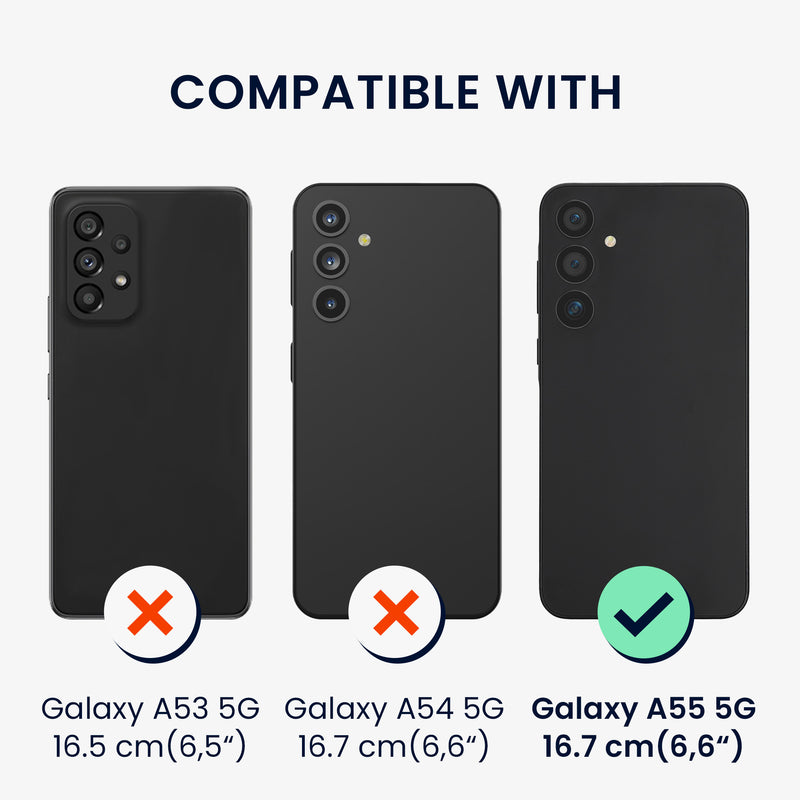 kwmobile Kunstleder Handyhülle kompatibel mit Samsung Galaxy A55 5G Hülle Brieftaschen Schutzhülle aus PU-Leder mit Displayschutz und RFID-Schutz
