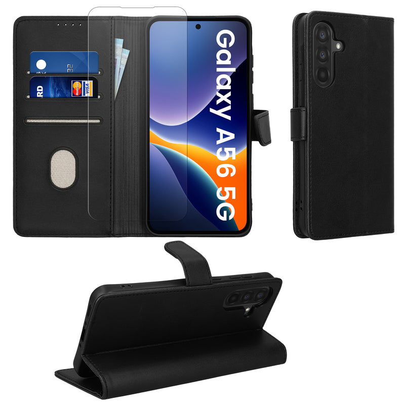 kwmobile Kunstleder Handyhülle kompatibel mit Samsung Galaxy A56 5G Hülle - Brieftaschen Schutzhülle aus PU-Leder mit Displayschutz und RFID-Schutz