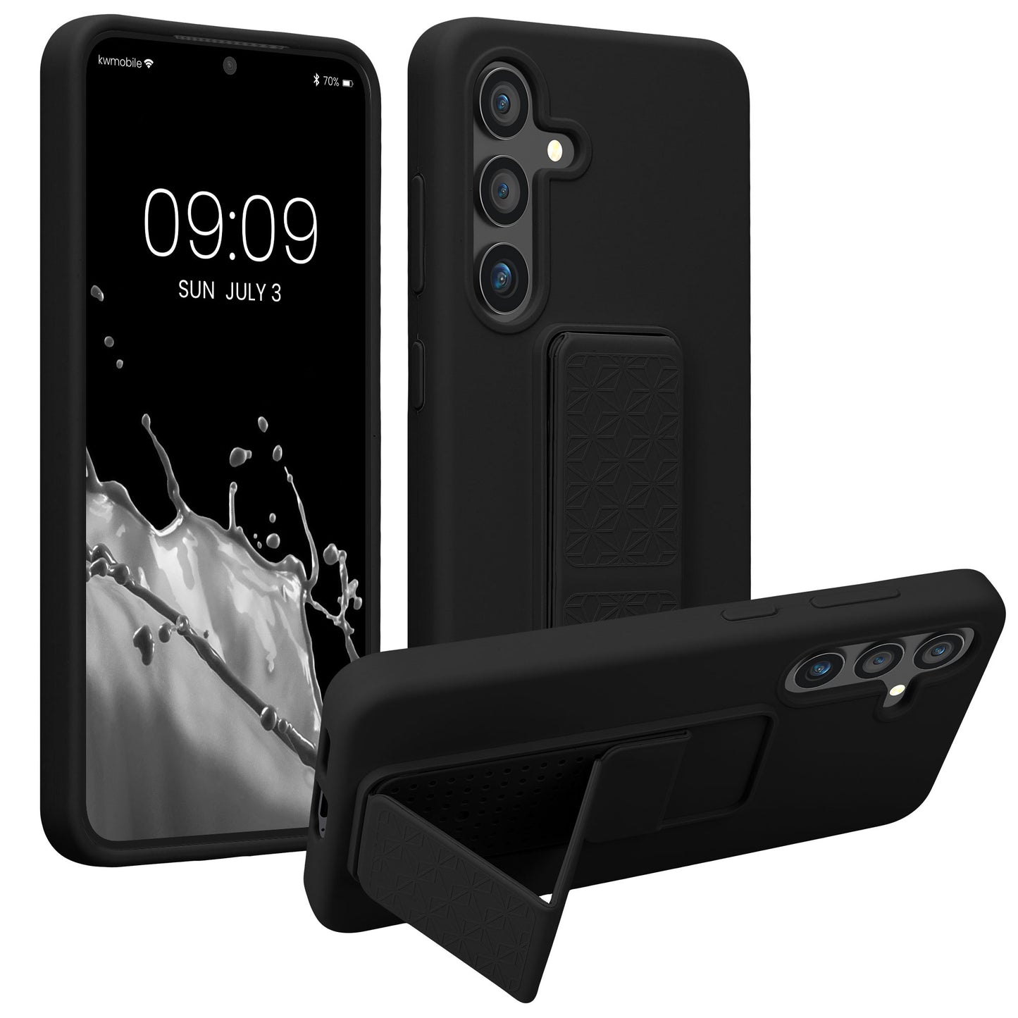 kwmobile Handyhülle für Samsung Galaxy S24 Hülle mit Fingerhalter und Stand Schutzhülle Cover