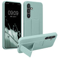 kwmobile Handyhülle kompatibel mit Samsung Galaxy S24 - Hülle mit Fingerhalter und Standfunktion - Silikon Case Handy Cover in Mintgrün Mintgrün  