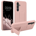 kwmobile Handyhülle kompatibel mit Samsung Galaxy S24 - Hülle mit Fingerhalter und Standfunktion - Silikon Case Handy Cover in Altrosa Altrosa  