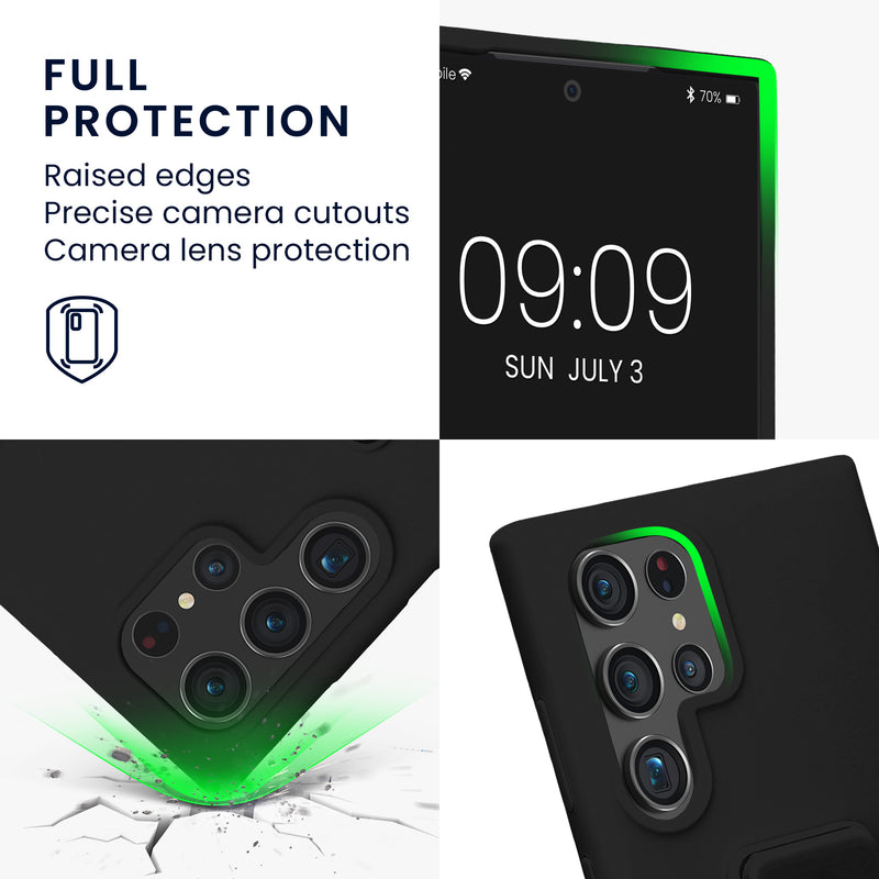 kwmobile Handyhülle für Samsung Galaxy S24 Ultra Hülle mit Fingerhalter und Stand Schutzhülle Cover
