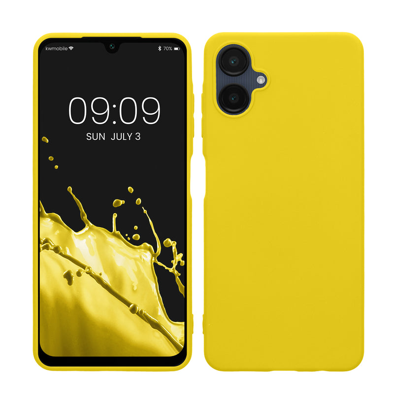 kwmobile Hülle kompatibel mit Samsung Galaxy A06 Hülle - weiches TPU Silikon Case - Cover geeignet für kabelloses Laden - Strahlend Gelb Strahlend Gelb  