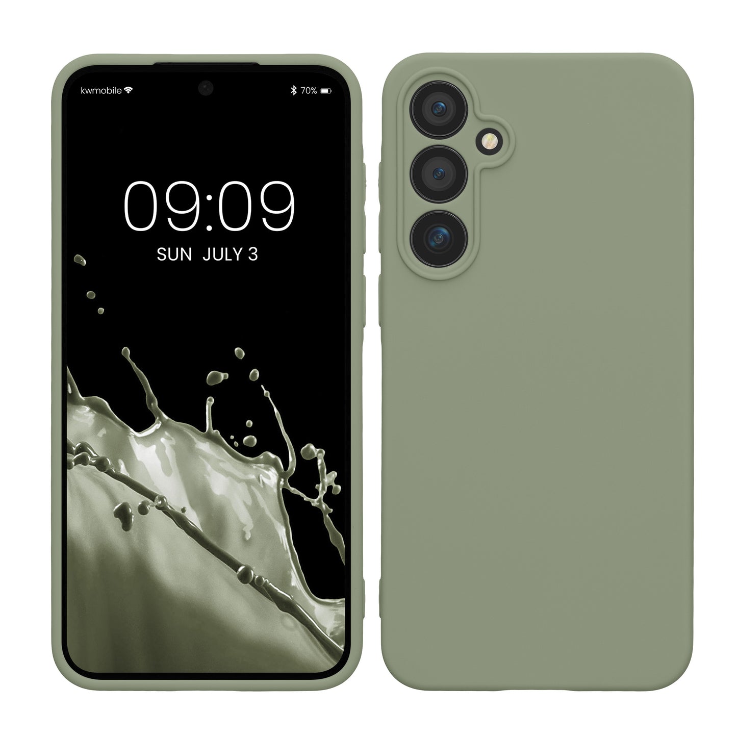 kwmobile Handyhülle kompatibel mit Samsung Galaxy A55 5G Hülle - Handy Case aus weichem Silikon in Graugrün Graugrün  