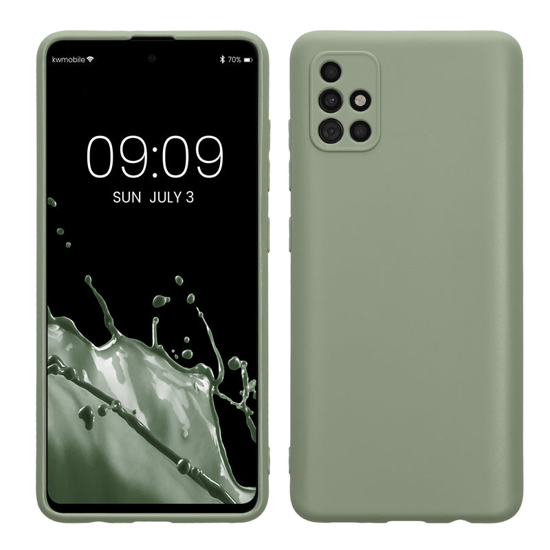kwmobile Handyhülle kompatibel mit Samsung Galaxy A51 Hülle - Handy Case aus weichem Silikon in Graugrün Graugrün  