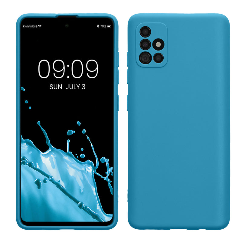 kwmobile Handyhülle kompatibel mit Samsung Galaxy A51 Hülle - Handy Case aus weichem Silikon in Karibikblau Karibikblau  