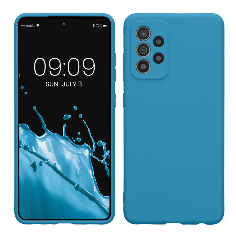 kwmobile Handyhülle kompatibel mit Samsung Galaxy A52 / A52 5G / A52s 5G Hülle - Handy Case aus weichem Silikon in Karibikblau Karibikblau  