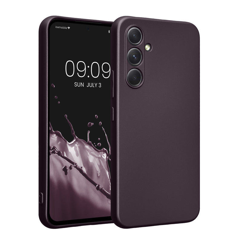 kwmobile Handyhülle kompatibel mit Samsung Galaxy A54 5G Hülle - weiche Silikon Case metallisch schimmernd in Metallic Brombeere Metallic Brombeere  