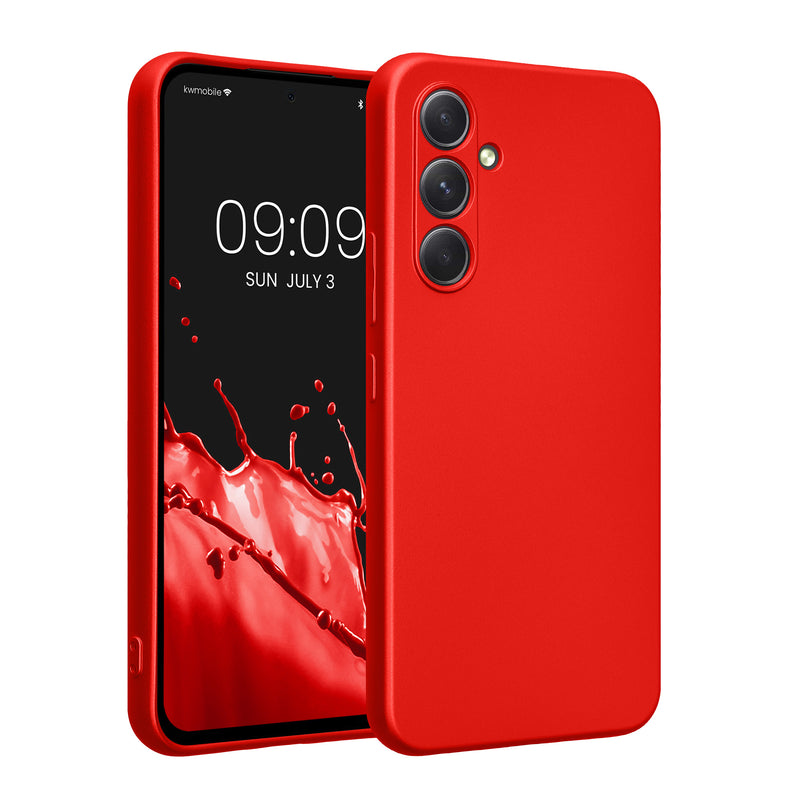 kwmobile Handyhülle kompatibel mit Samsung Galaxy A54 5G Hülle - weiche Silikon Case metallisch schimmernd in Metallic Dunkelrot Metallic Dunkelrot  