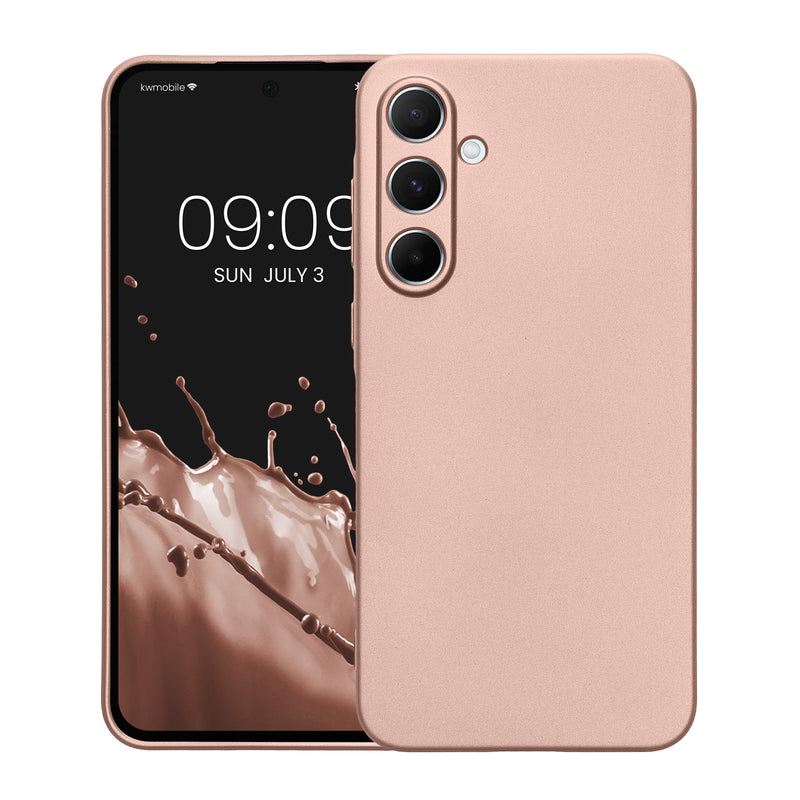 kwmobile Handyhülle für Samsung Galaxy A55 5G Hülle - weiche Silikon Case metallisch schimmernd - Schutzhülle Cover