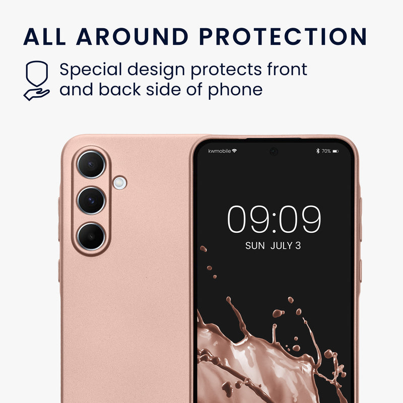 kwmobile Handyhülle für Samsung Galaxy A55 5G Hülle - weiche Silikon Case metallisch schimmernd - Schutzhülle Cover