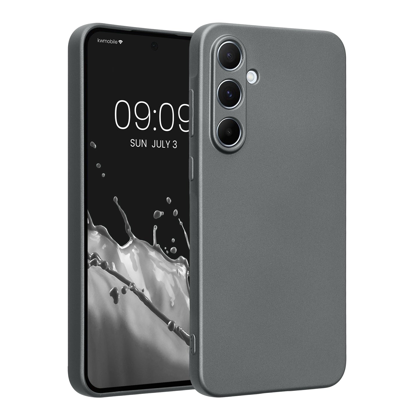kwmobile Handyhülle kompatibel mit Samsung Galaxy A55 5G Hülle - weiche Silikon Case metallisch schimmernd in Metallic Grau Metallic Grau  