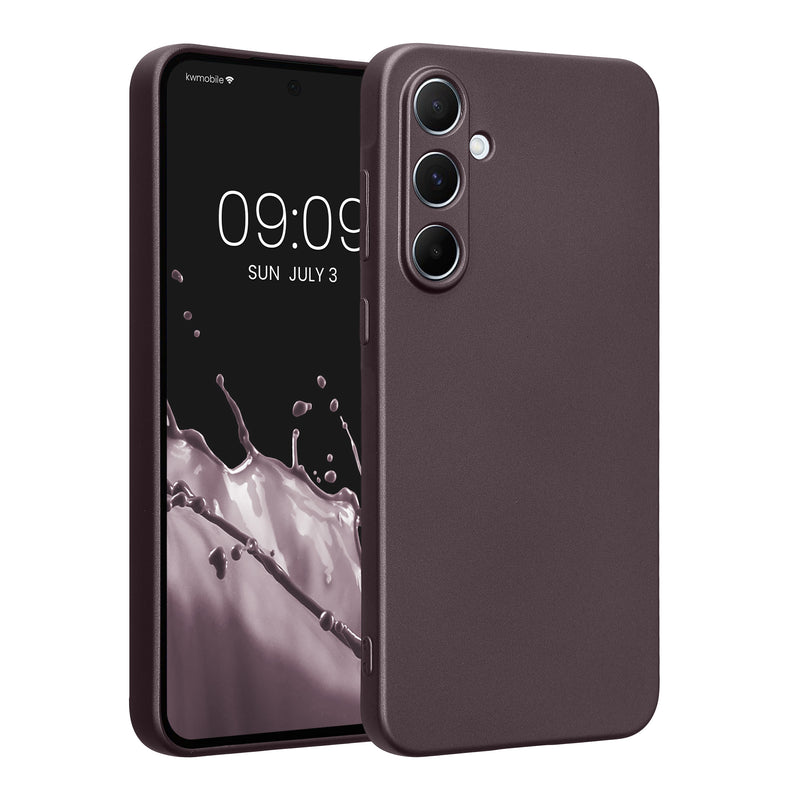 kwmobile Handyhülle kompatibel mit Samsung Galaxy A55 5G Hülle - weiche Silikon Case metallisch schimmernd in Metallic Brombeere Metallic Brombeere  