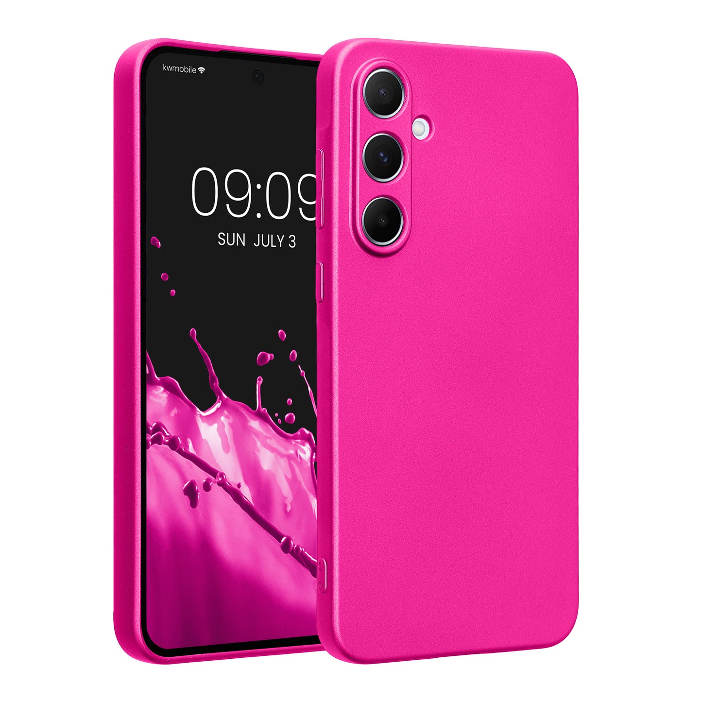 kwmobile Handyhülle kompatibel mit Samsung Galaxy A55 5G Hülle - weiche Silikon Case metallisch schimmernd in Metallic Pink Metallic Pink  