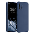 kwmobile Handyhülle kompatibel mit Samsung Galaxy A51 Hülle - weiche Silikon Case metallisch schimmernd in Metallic Blau Metallic Blau  
