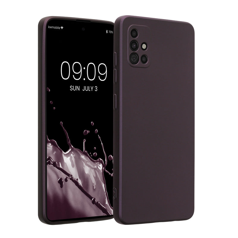 kwmobile Handyhülle kompatibel mit Samsung Galaxy A51 Hülle - weiche Silikon Case metallisch schimmernd in Metallic Brombeere Metallic Brombeere  