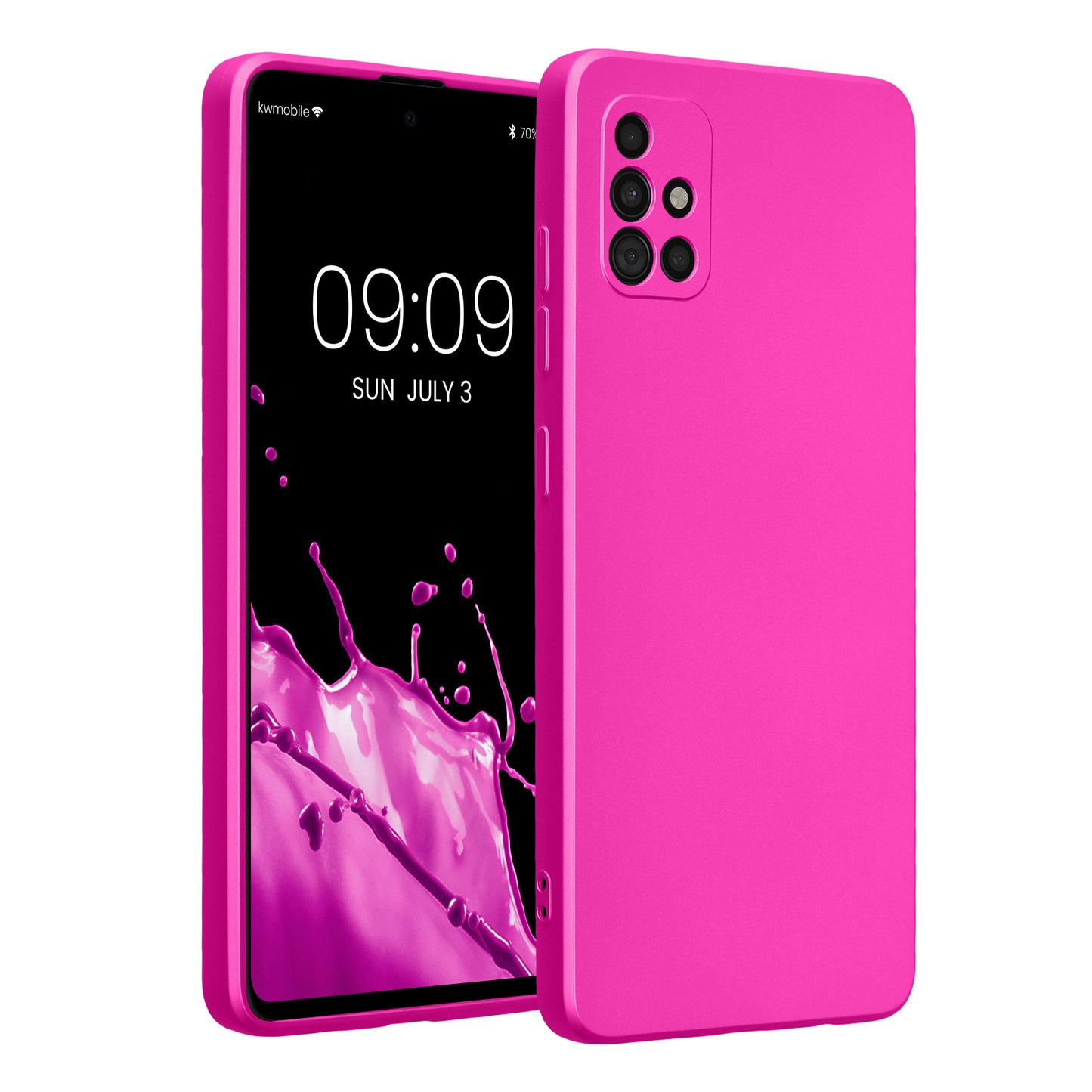 kwmobile Handyhülle kompatibel mit Samsung Galaxy A51 Hülle - weiche Silikon Case metallisch schimmernd in Metallic Pink Metallic Pink  