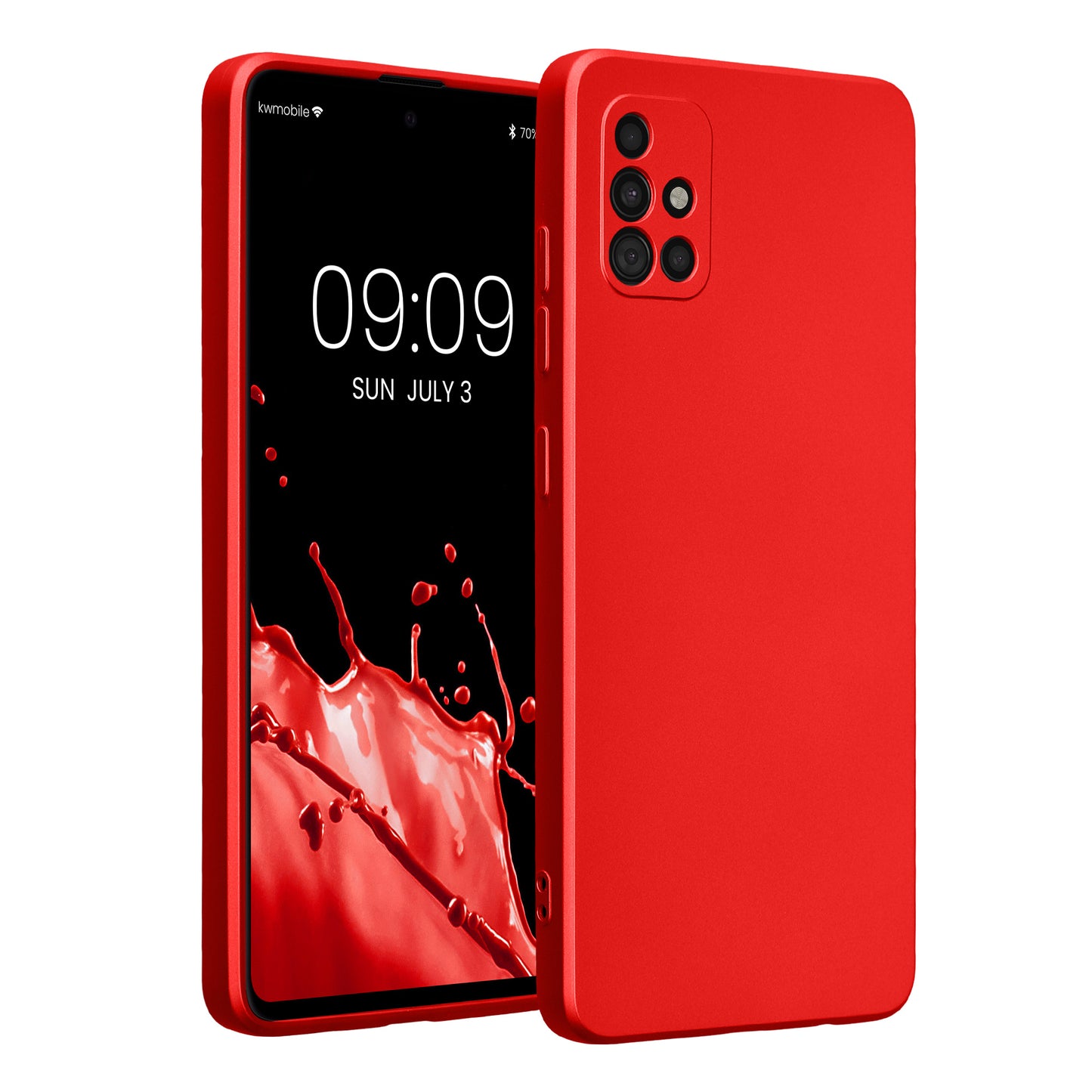 kwmobile Handyhülle kompatibel mit Samsung Galaxy A51 Hülle - weiche Silikon Case metallisch schimmernd in Metallic Dunkelrot Metallic Dunkelrot  