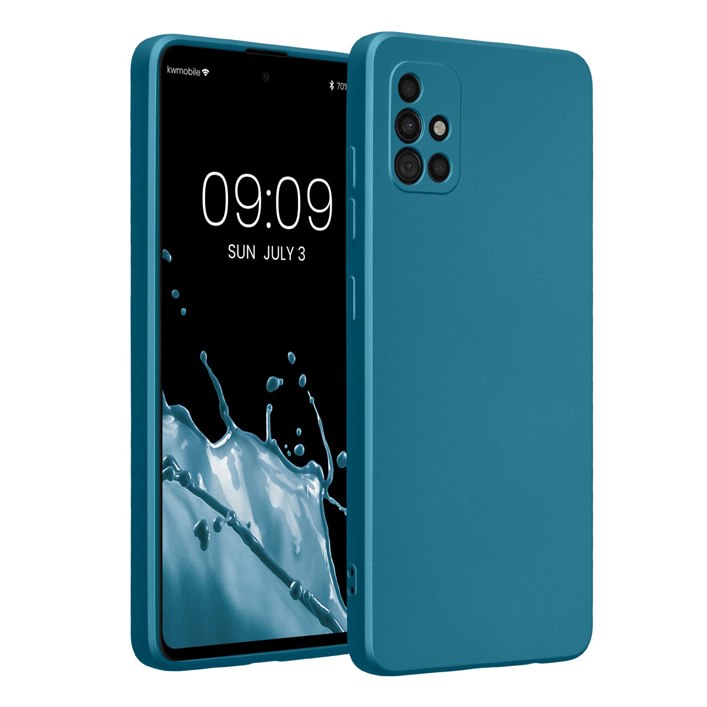 kwmobile Handyhülle kompatibel mit Samsung Galaxy A51 Hülle - weiche Silikon Case metallisch schimmernd in Metallic Karibikblau Metallic Karibikblau  