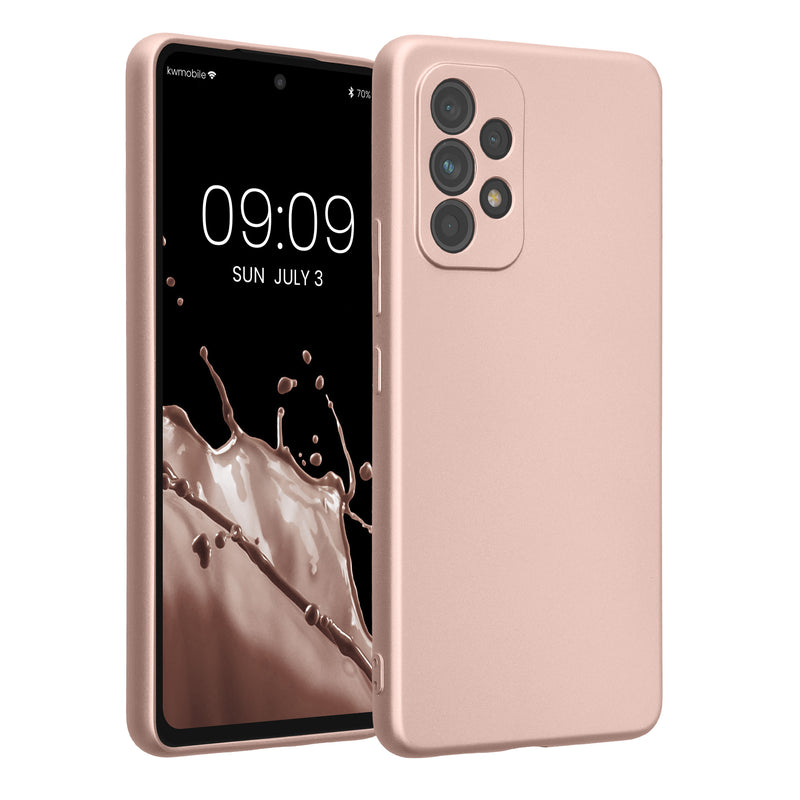 kwmobile Handyhülle kompatibel mit Samsung Galaxy A53 5G Hülle - weiche Silikon Case metallisch schimmernd in Metallic Rosegold Metallic Rosegold  