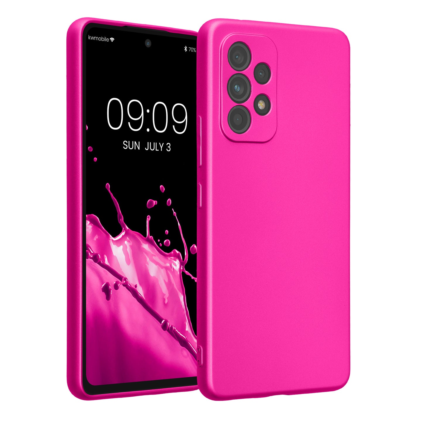 kwmobile Handyhülle kompatibel mit Samsung Galaxy A53 5G Hülle - weiche Silikon Case metallisch schimmernd in Metallic Pink Metallic Pink  