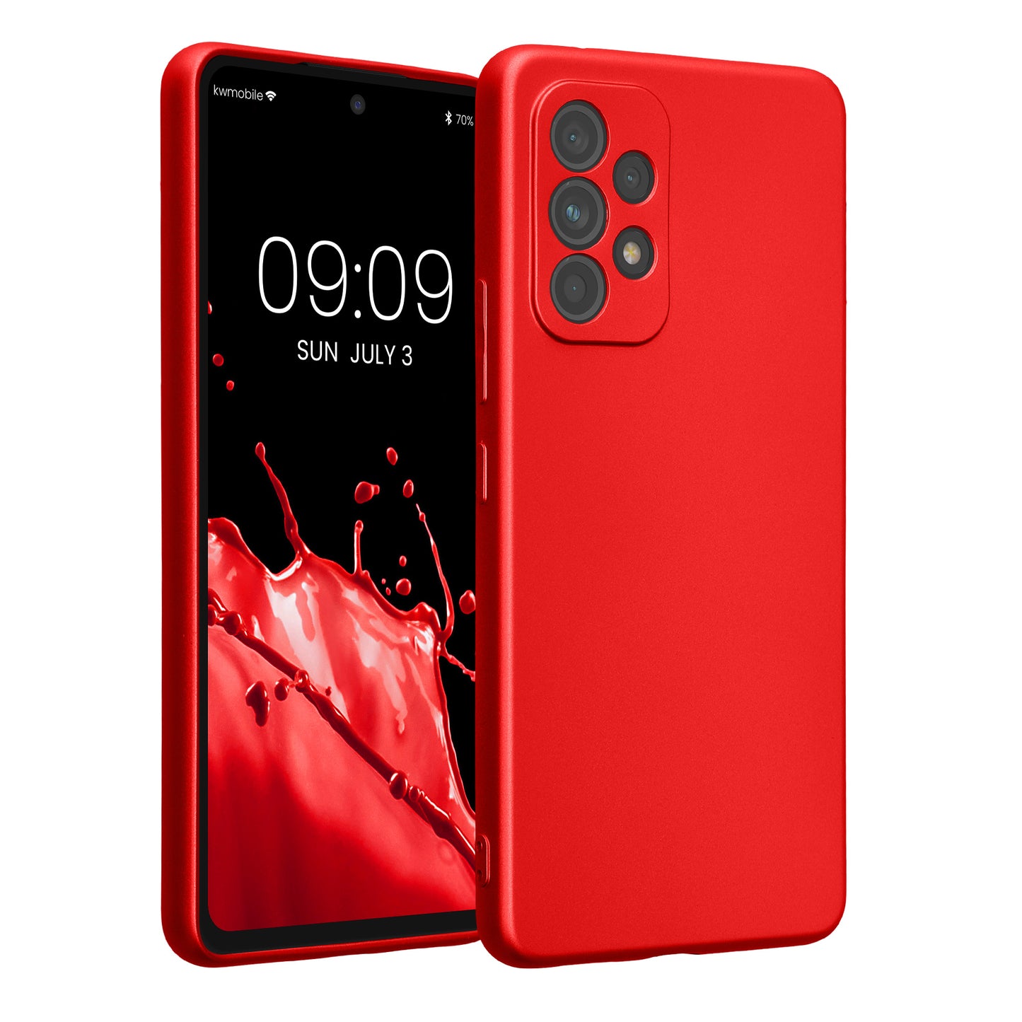 kwmobile Handyhülle kompatibel mit Samsung Galaxy A53 5G Hülle - weiche Silikon Case metallisch schimmernd in Metallic Dunkelrot Metallic Dunkelrot  