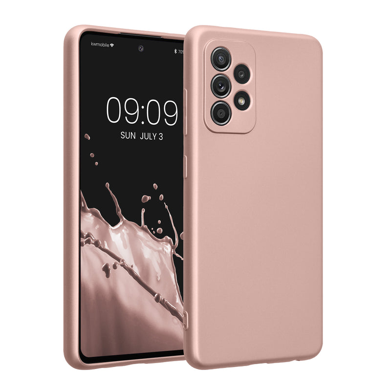 kwmobile Handyhülle kompatibel mit Samsung Galaxy A52 / A52 5G / A52s 5G Hülle - weiche Silikon Case metallisch schimmernd in Metallic Rosegold Metallic Rosegold  