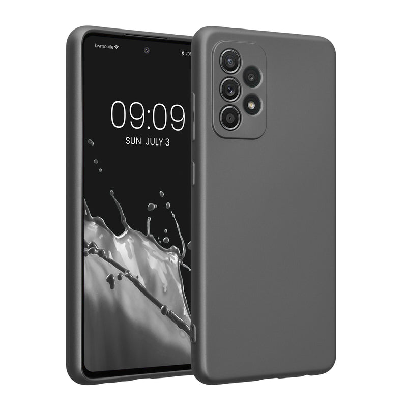 kwmobile Handyhülle kompatibel mit Samsung Galaxy A52 / A52 5G / A52s 5G Hülle - weiche Silikon Case metallisch schimmernd in Metallic Grau Metallic Grau  