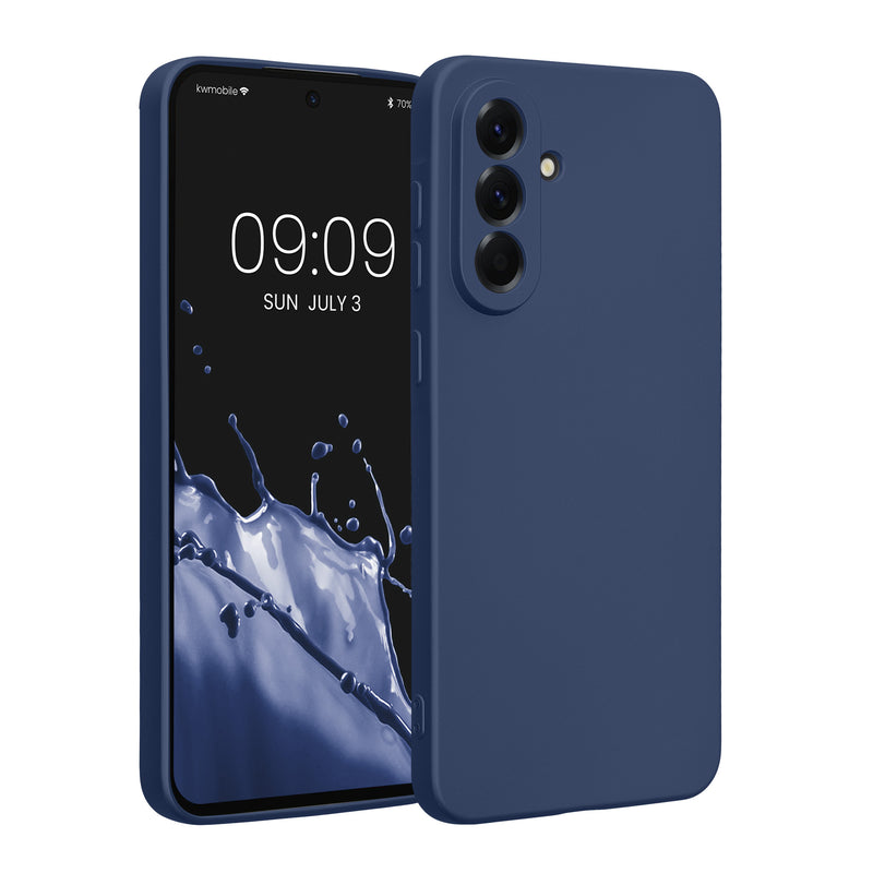 kwmobile Handyhülle kompatibel mit Samsung Galaxy A56 5G Hülle - weiche Silikon Case metallisch schimmernd in Metallic Blau Metallic Blau  