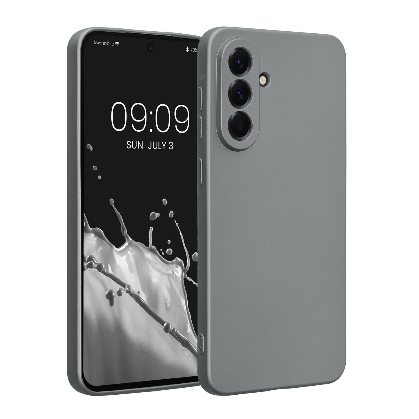 kwmobile Handyhülle kompatibel mit Samsung Galaxy A56 5G Hülle - weiche Silikon Case metallisch schimmernd in Metallic Grau Metallic Grau  
