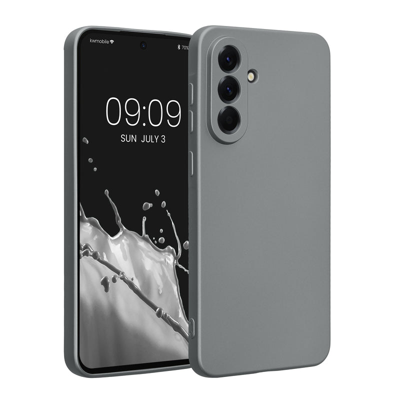 kwmobile Handyhülle kompatibel mit Samsung Galaxy A56 5G Hülle - weiche Silikon Case metallisch schimmernd in Metallic Grau Metallic Grau  
