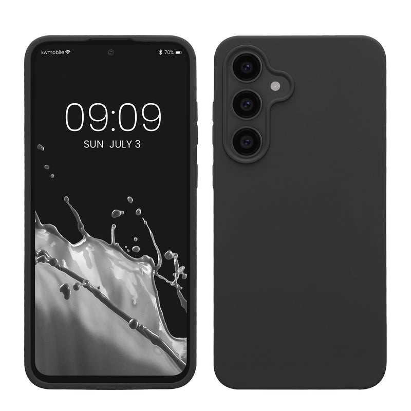 kwmobile Hülle kompatibel mit Samsung Galaxy S25 FE Hülle - Silikon Handy Case - Handyhülle weiche Oberfläche - kabelloses Laden - Dunkelgrau Dunkelgrau  