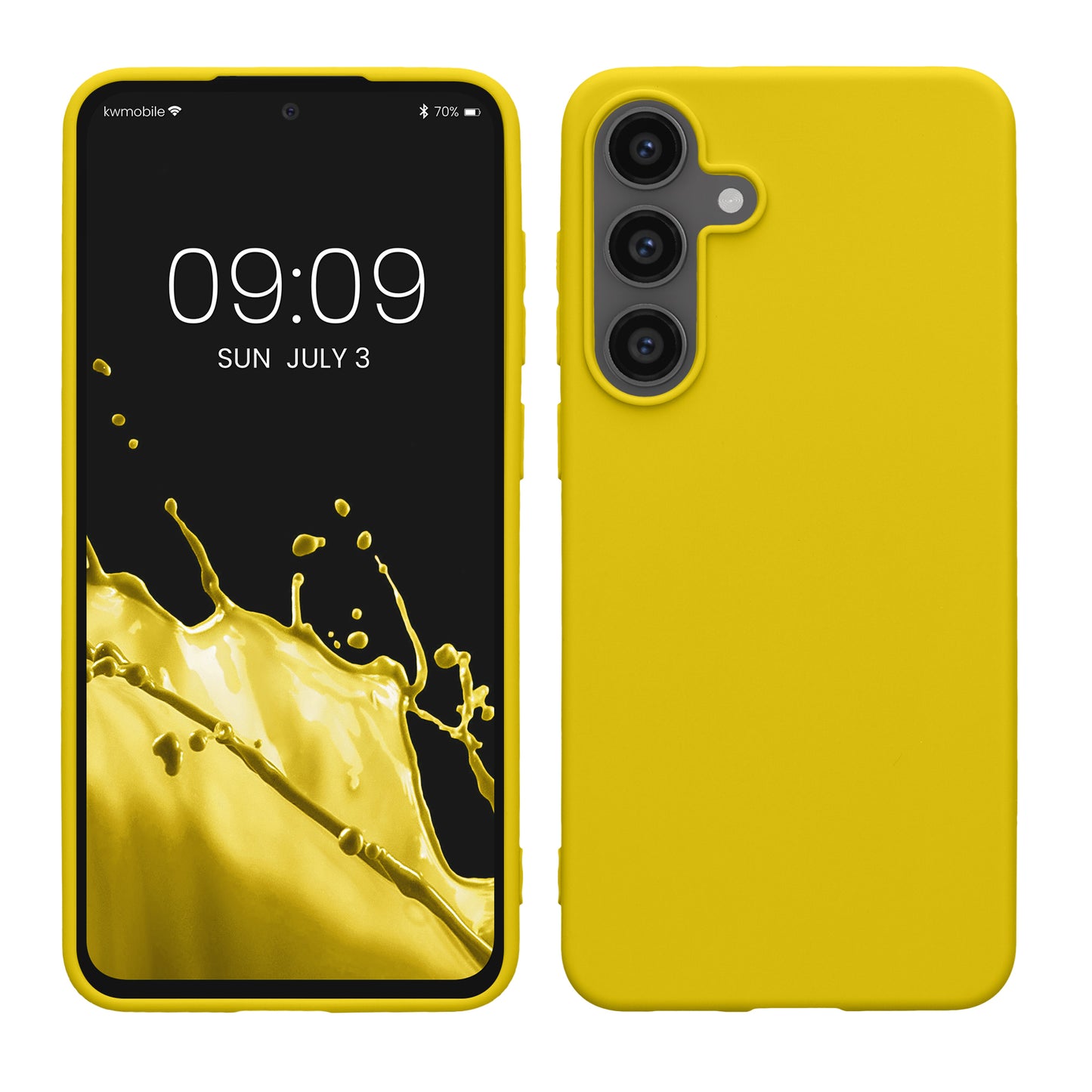 kwmobile Hülle kompatibel mit Samsung Galaxy S25 FE Hülle - weiches TPU Silikon Case - Cover geeignet für kabelloses Laden - Strahlend Gelb Strahlend Gelb  