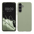 kwmobile Hülle kompatibel mit Samsung Galaxy S25 FE Hülle - weiches TPU Silikon Case - Cover geeignet für kabelloses Laden - Graugrün Graugrün  