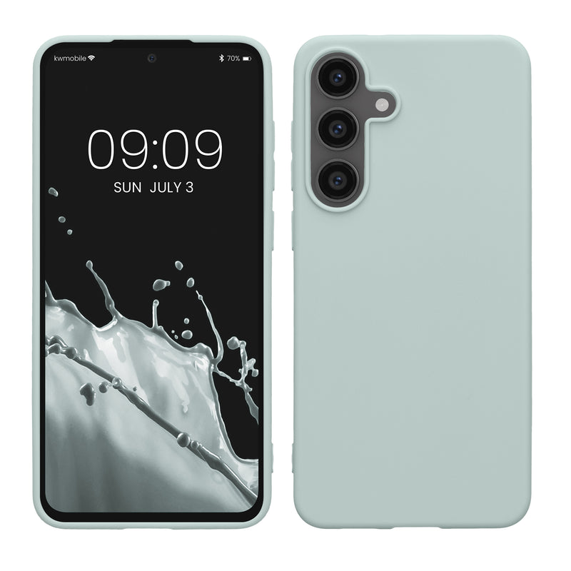 kwmobile Hülle kompatibel mit Samsung Galaxy S25 FE Hülle - weiches TPU Silikon Case - Cover geeignet für kabelloses Laden - Cool Mint Cool Mint  