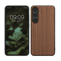 kwmobile Hülle kompatibel mit Samsung Galaxy S25 FE Hülle - Holz Case - stoßfestes Handy Cover - TPU Handyhülle in Dunkelbraun Holz Dunkelbraun  