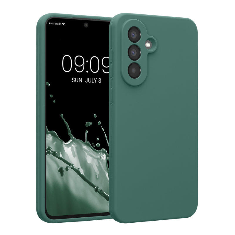 kwmobile Handyhülle kompatibel mit Samsung Galaxy A56 5G Hülle - gummierte Handy Case aus Silikon in Tannengrün Tannengrün  