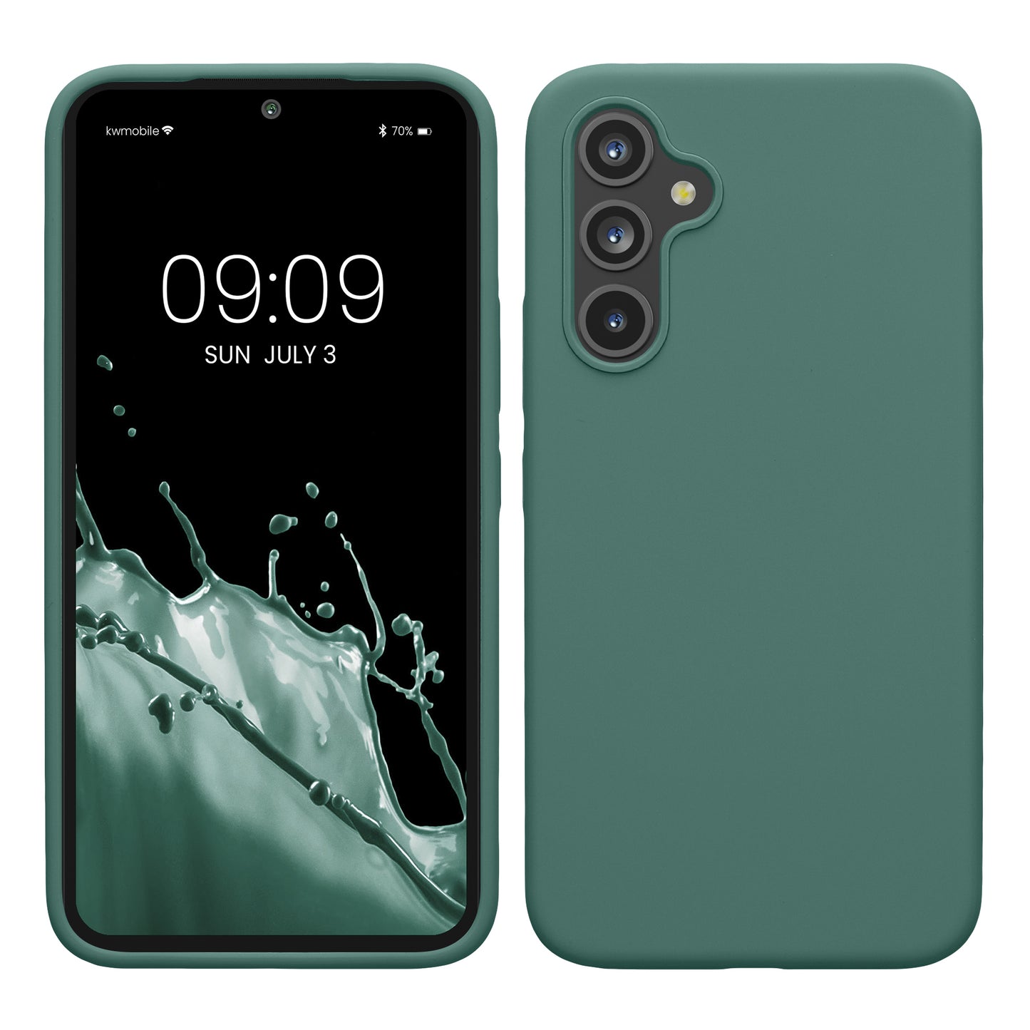 kwmobile Hülle kompatibel mit Samsung Galaxy A54 5G Hülle - dünnes Silikon Handy Case - Handyhülle weiche Oberfläche - kabelloses Laden - Tannengrün Tannengrün  