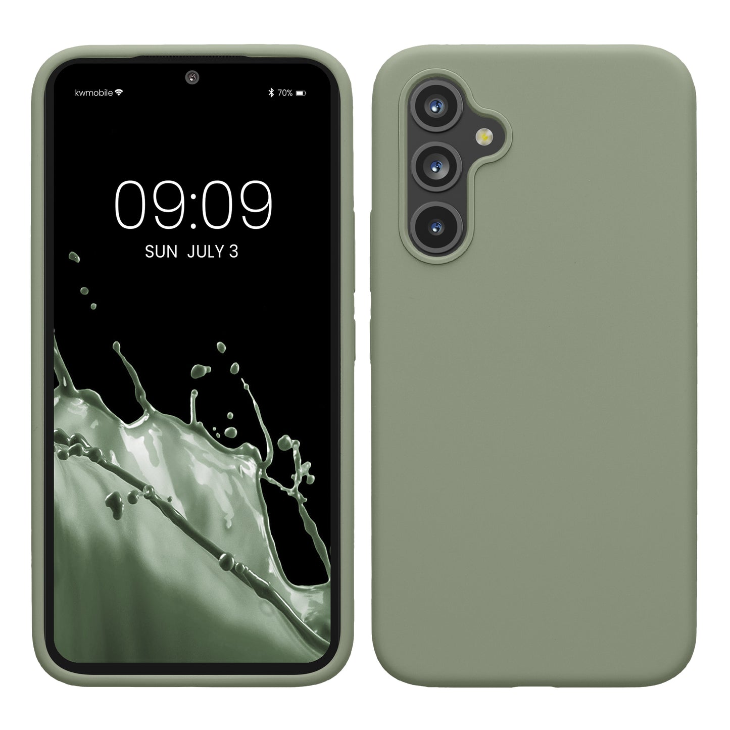 kwmobile Hülle kompatibel mit Samsung Galaxy A54 5G Hülle - dünnes Silikon Handy Case - Handyhülle weiche Oberfläche - kabelloses Laden - Graugrün Graugrün  